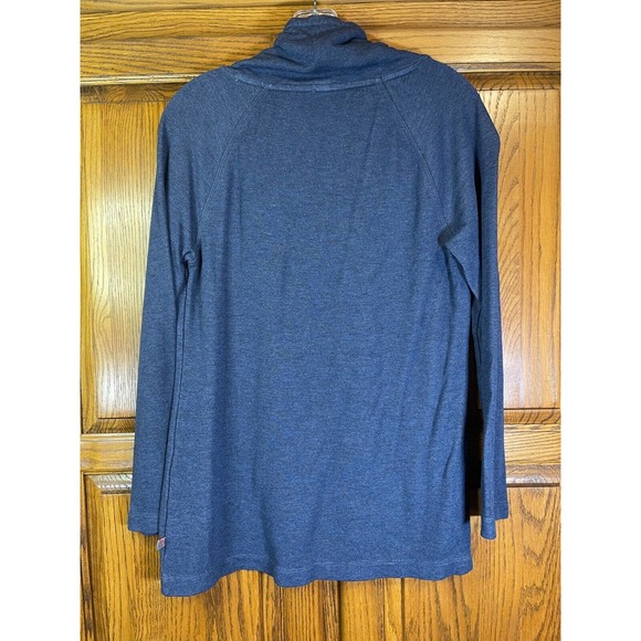 T by Talbots Sz M Heathered Blue Cowl Neck Long Sleeve Sweatshirt Casual Womens - Picture 2 of 9
